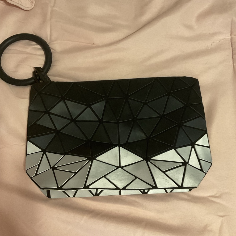 Patricia Luca Geometric Black and Silver Clutch